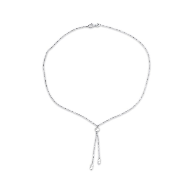 Cultured Pearl Lariat Necklace Sterling Silver 17”
