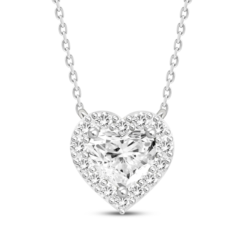 Main Image 1 of KAY Lab-Grown Diamonds Heart Frame Necklace 1-1/4 ct tw 14K White Gold 18"