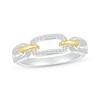 Thumbnail Image 1 of Diamond Paperclip Link Ring 1/10 ct tw Sterling Silver & 10K Yellow Gold
