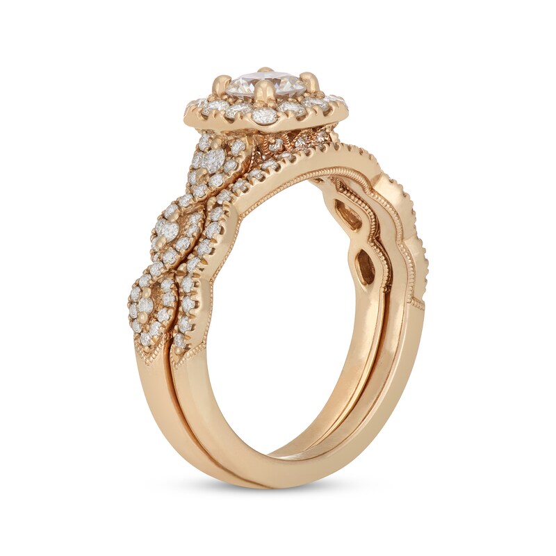 Neil Lane Round-Cut Diamond Cushion Frame Bridal Set 1-1/5 ct tw 14K Yellow Gold