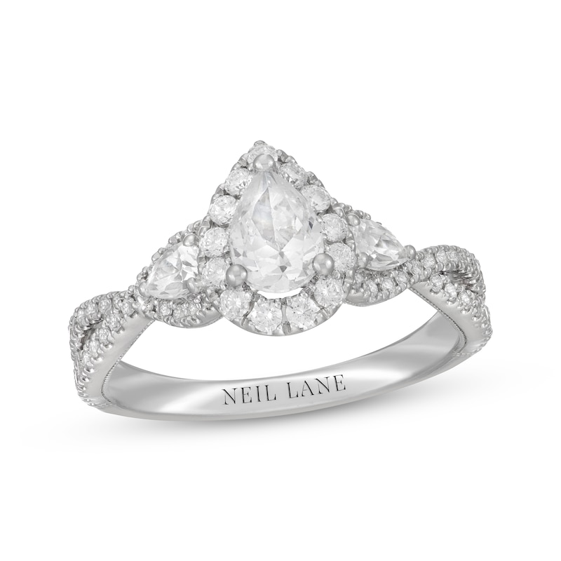 Main Image 1 of Neil Lane Pear-Shaped Diamond Three-Stone Engagement Ring 1 ct tw 14K White Gold