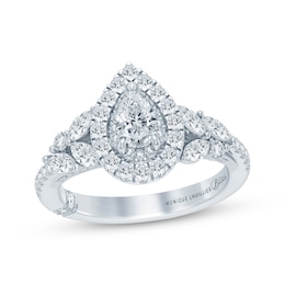 Monique Lhuillier Bliss Pear-Shaped Diamond Engagement Ring 1-1/4 ct tw 18K White Gold