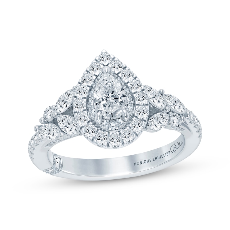 Main Image 1 of Monique Lhuillier Bliss Pear-Shaped Diamond Engagement Ring 1-1/4 ct tw 18K White Gold