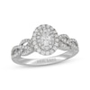 Thumbnail Image 1 of Neil Lane Oval-Cut Diamond Double Halo Braided Shank Engagement Ring 3/4 ct tw 14K White Gold