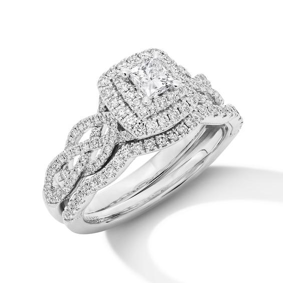 Neil Lane Princess-Cut Diamond Double Halo Bridal Set 7/8 ct tw 14K White Gold