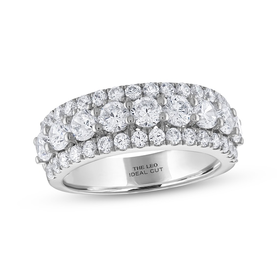THE LEO Ideal Cut Diamond Three-Row Anniversary Ring 2 ct tw 14K White Gold