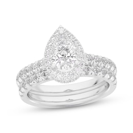 Lab-Created Diamonds by KAY Pear-Shaped Bridal Set 2 ct tw 14K White Gold
