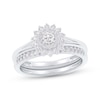 Thumbnail Image 0 of Round-Cut Diamond Sunburst Halo Bridal Set 1/2 ct tw 14K White Gold
