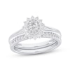 Thumbnail Image 1 of Adore Oval-Cut Diamond Sunburst Halo Bridal Set 1/2 ct tw 14K White Gold