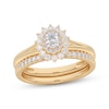 Thumbnail Image 1 of Adore Oval-Cut Diamond Sunburst Halo Bridal Set 1/2 ct tw 14K Yellow Gold