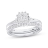 Thumbnail Image 1 of Adore Emerald-Cut Diamond Starburst Halo Bridal Set 1/2 ct tw 14K White Gold