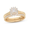 Thumbnail Image 1 of Adore Emerald-Cut Diamond Starburst Halo Bridal Set 1/2 ct tw 14K Yellow Gold