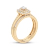 Thumbnail Image 2 of Adore Emerald-Cut Diamond Starburst Halo Bridal Set 1/2 ct tw 14K Yellow Gold
