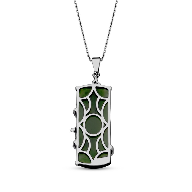 Main Image 3 of Nephrite Jade Dragon Necklace Sterling Silver 18"