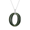 Thumbnail Image 1 of Nephrite Jade & White Topaz Loop Drop Necklace Sterling Silver 18"