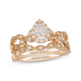 Neil Lane Pear-Shaped Diamond Halo Twist Shank Bridal Set 3/4 ct tw 14K Yellow Gold