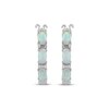 Thumbnail Image 2 of Oval-Cut Lab-Created Opal & Diamond Accent Hoop Earrings Sterling Silver