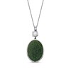 Thumbnail Image 1 of Oval-Shaped Nephrite Jade, Cultured Pearl & White Topaz Necklace Sterling Silver 18"