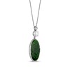 Thumbnail Image 2 of Oval-Shaped Nephrite Jade, Cultured Pearl & White Topaz Necklace Sterling Silver 18"