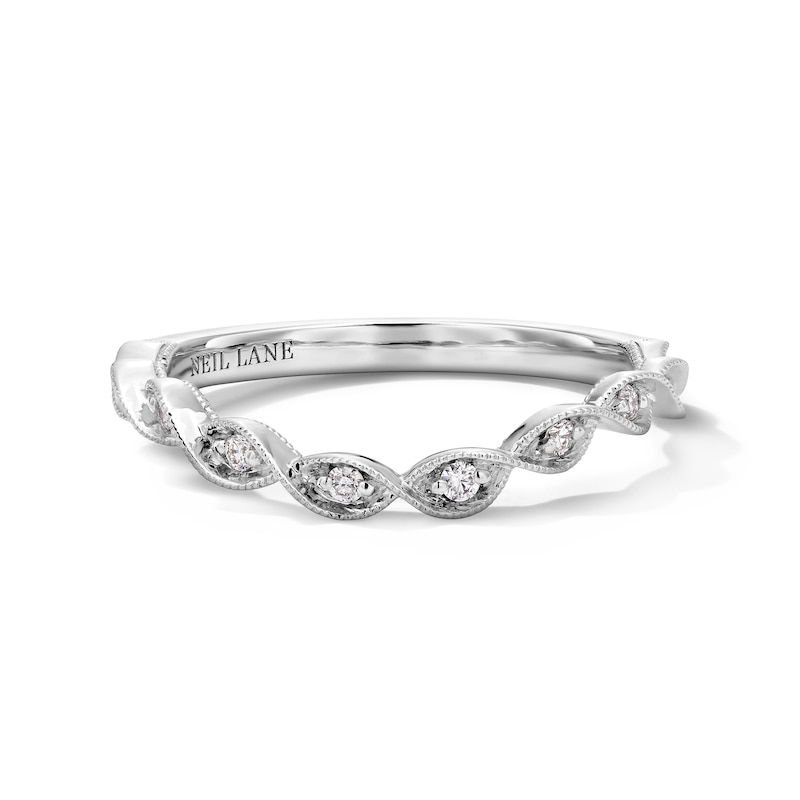 Main Image 3 of Neil Lane Diamond Milgrain Twist Contour Wedding Band 1/10 ct tw 14K White Gold