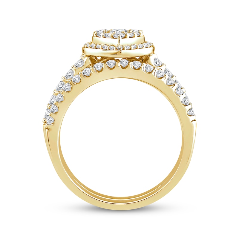 Multi-Diamond Heart Halo Bridal Set 1 ct tw 14K Yellow Gold