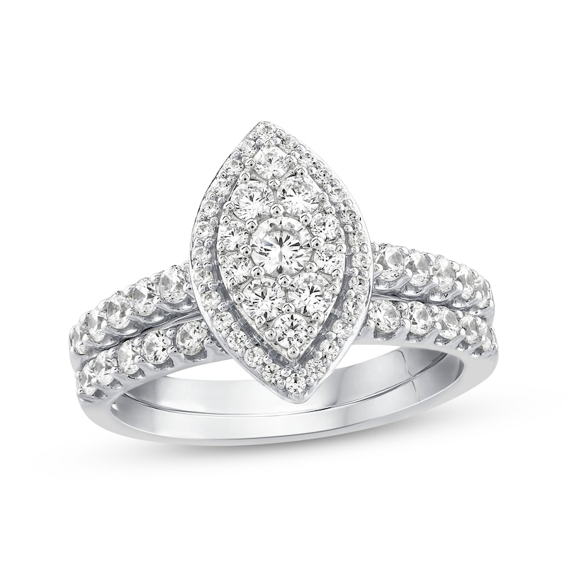 Main Image 1 of Adore Multi-Diamond Marquise Halo Bridal Set 1 ct tw 14K White Gold