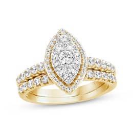 Adore Multi-Diamond Marquise Halo Bridal Set 1 ct tw 14K Yellow Gold