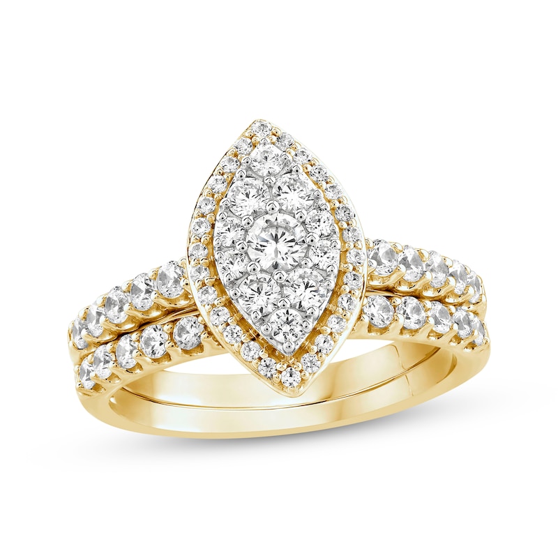 Main Image 1 of Adore Multi-Diamond Marquise Halo Bridal Set 1 ct tw 14K Yellow Gold