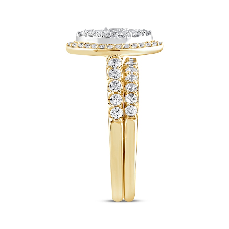 Main Image 2 of Adore Multi-Diamond Marquise Halo Bridal Set 1 ct tw 14K Yellow Gold