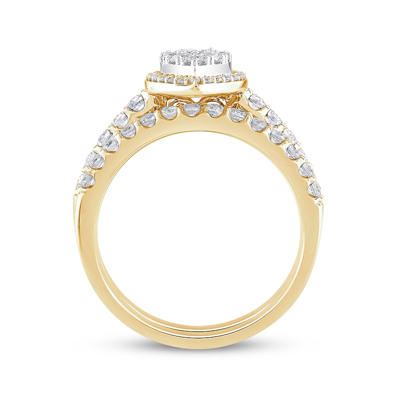 Main Image 3 of Adore Multi-Diamond Marquise Halo Bridal Set 1 ct tw 14K Yellow Gold
