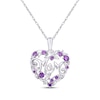 Thumbnail Image 1 of Amethyst "Mom" Floral Heart Necklace Sterling Silver 18"