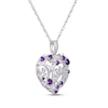 Thumbnail Image 2 of Amethyst "Mom" Floral Heart Necklace Sterling Silver 18"