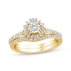 Thumbnail Image 1 of Adore Round-Cut Diamond Starburst Halo Bridal Set 3/8 ct tw 14K Yellow Gold