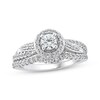 Thumbnail Image 1 of Round-Cut Diamond Halo Twist Shank Bridal Set 1 ct tw 14K White Gold
