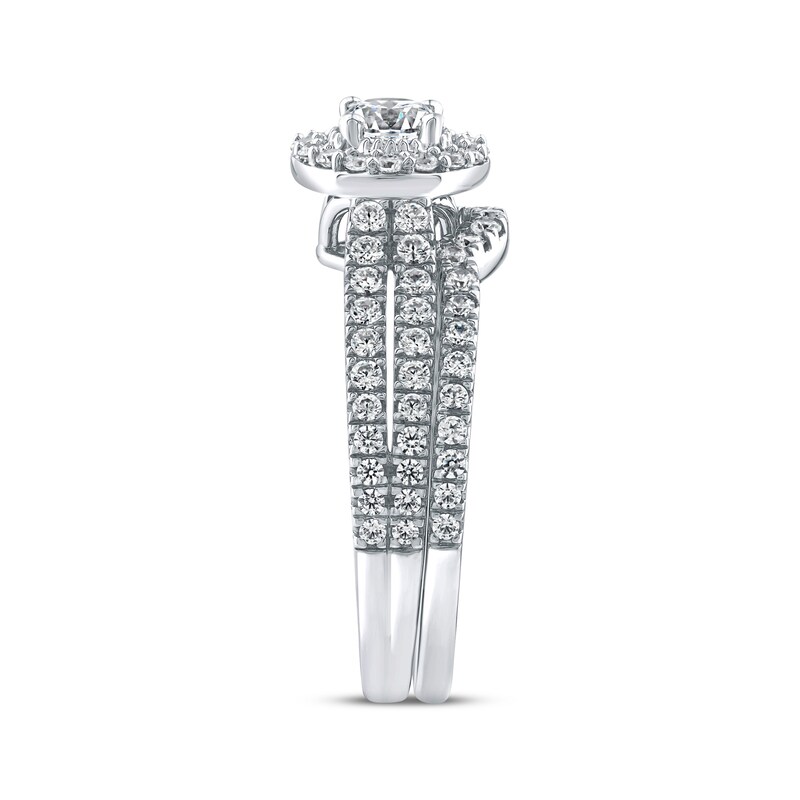Main Image 2 of Adore Round-Cut Diamond Halo Double Row Shank Bridal Set 1 ct tw 14K White Gold