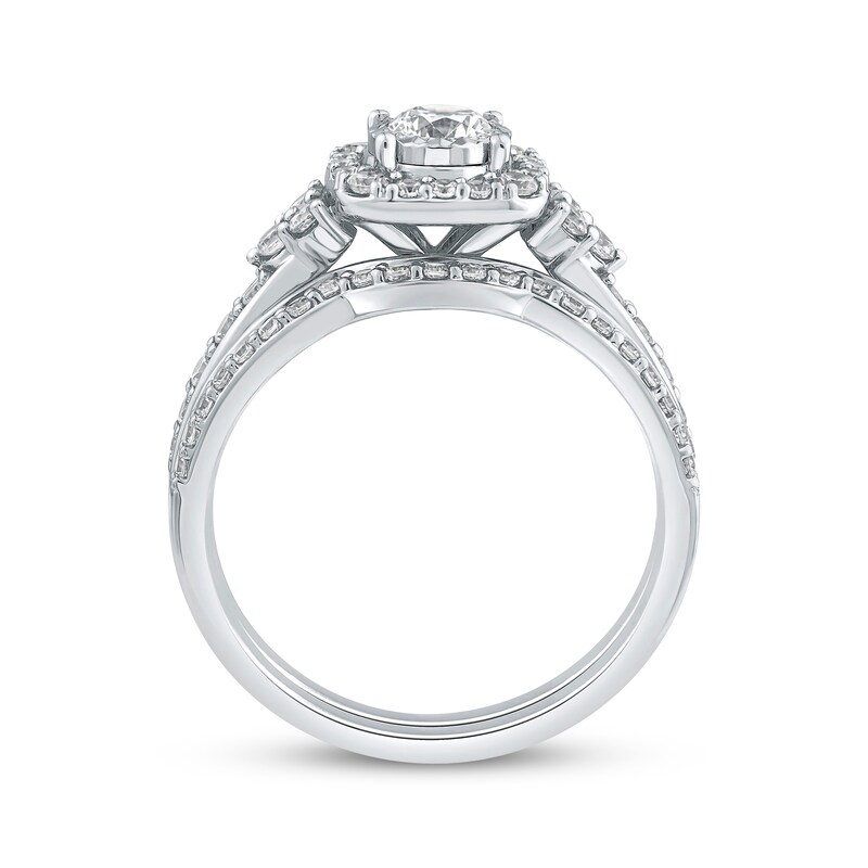 Main Image 3 of Adore Round-Cut Diamond Cushion Halo Bridal Set 7/8 ct tw 14K White Gold