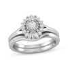 Thumbnail Image 1 of Adore Round-Cut Diamond Starburst Halo Split Shank Bridal Set 1/3 ct tw 14K White Gold