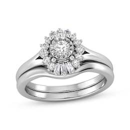 Adore Round-Cut Diamond Starburst Halo Split Shank Bridal Set 1/3 ct tw 14K White Gold