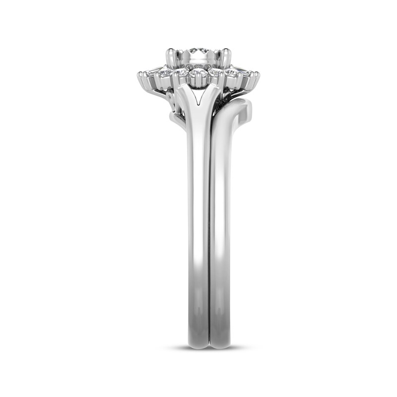 Main Image 2 of Adore Round-Cut Diamond Starburst Halo Split Shank Bridal Set 1/3 ct tw 14K White Gold