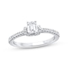Thumbnail Image 1 of Adore Emerald-Cut Diamond Draped Halo Engagement Ring 3/4 ct tw 14K White Gold