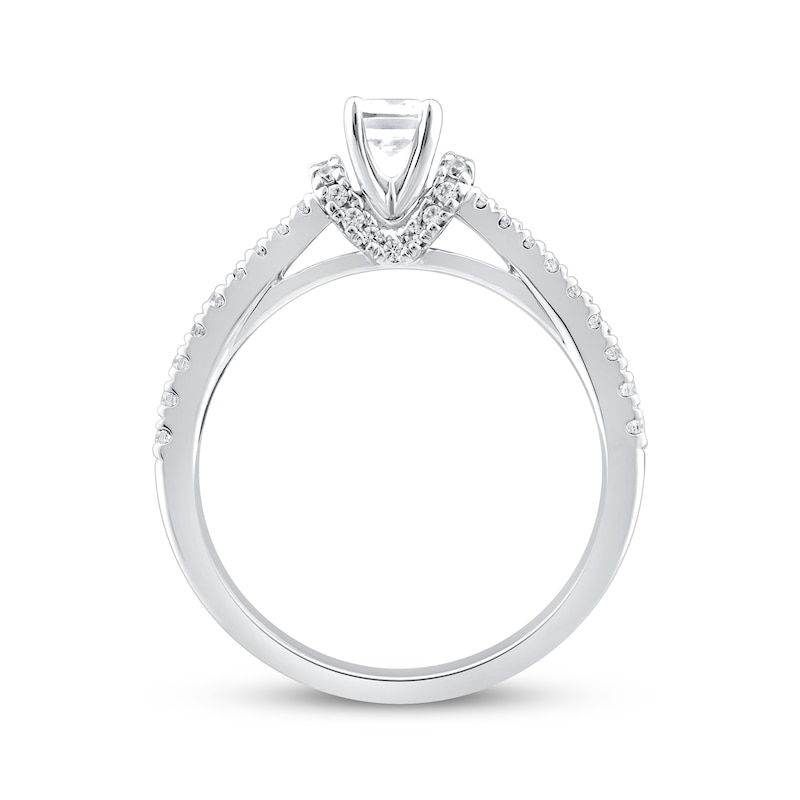 Main Image 3 of Adore Emerald-Cut Diamond Draped Halo Engagement Ring 3/4 ct tw 14K White Gold