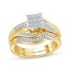 Thumbnail Image 1 of Adore Princess-Cut Multi-Diamond & Pink Sapphire Bridal Set 1/2 ct tw 10K Yellow Gold
