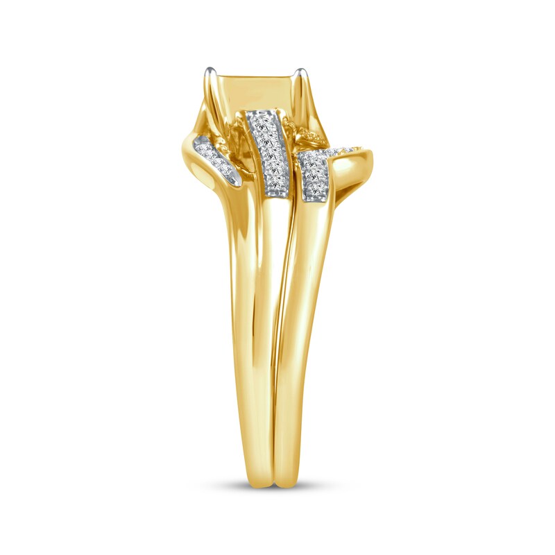 Main Image 2 of Adore Princess-Cut Multi-Diamond & Pink Sapphire Bridal Set 1/2 ct tw 10K Yellow Gold