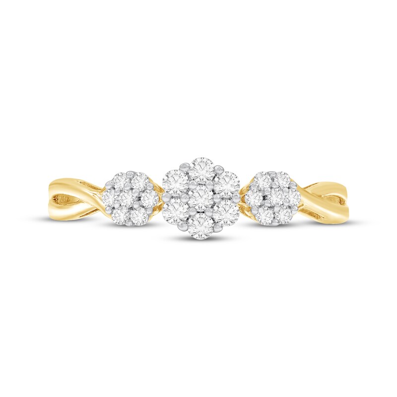 Main Image 3 of Adore Diamond Flower Engagement Ring 1/4 ct tw 10K Yellow Gold
