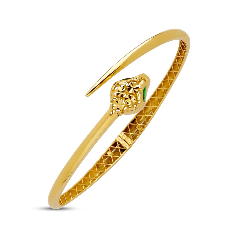 Main Image 2 of Italian Brilliance Diamond-Cut Snake Bangle Bracelet 14K Yellow Gold