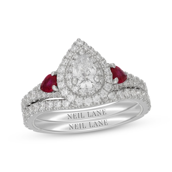 14K White Yellow or Rose Gold Ruby Pear & 1/6 CTW Diamond Double V Ring 14K White Yellow or Rose Gold Ruby Pear & 1/6 CTW Diamond Double V Ring