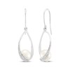 Thumbnail Image 1 of Cultured Pearl & White Lab-Created Sapphire Oval Twist Frame Dangle Earrings Sterling Silver