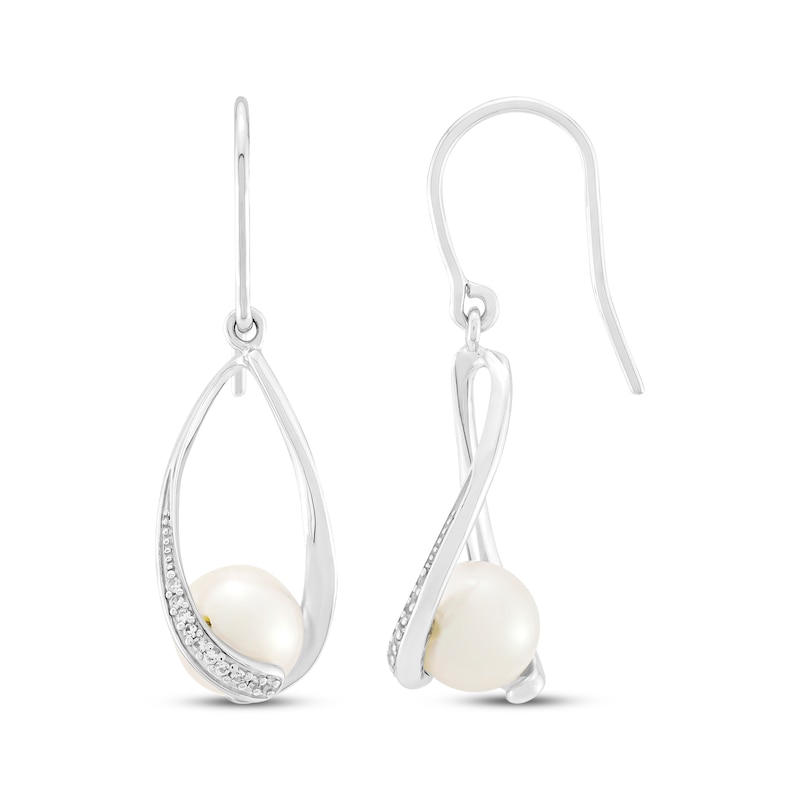 Sterling Silver Twist with Pearl Dangle Earrings Sterling Silver Twist with Pearl Dangle Earrings