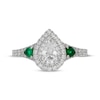 Thumbnail Image 6 of Neil Lane Pear-Shaped Diamond & Natural Emerald Engagement Ring 7/8 ct tw 14K White Gold