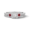 Thumbnail Image 3 of Neil Lane Princess-Cut Diamond & Natural Ruby Bridal Set 1 ct tw 14K White Gold